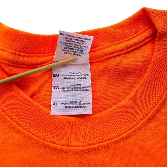 NWT Gildan Mens XL Ultra Cotton T-Shirt Short Sleeve Tee Preshrunk Safety Orange - Picture 6 of 9